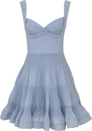 Zimmermann Short Dresses, female, Blue, Size: M Pleated Draped Mini Dress