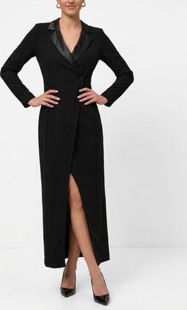 Rachel Roy Griffith Long Sleeve Tuxedo Gown in Black at Nordstrom, Size Xx-Large