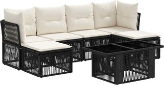 vidaXL Conjunto De Sof&aacute;s De Jard&iacute;n 7 Uds. Negro Rat&aacute;n Sint&eacute;tico Vidaxl