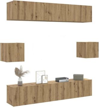 vidaXL Vidaxl - Mueble Para Tv De Pared Madera Contrachapada Artesanal 6 Piezas