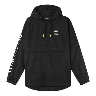 Vans Mens Vansx Crossover Printing Logo hooded Long Sleeves Sports Jacket Black VN0A4MUL-BLK