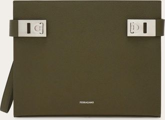 Ferragamo Men Hug buckle pouch Green