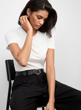 Contemporaine Womens Flowy crew-neck T-shirt