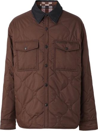 Burberry Light Jackets, male, Brown, M, Quilted Overshirt with Reversible Checked Lining