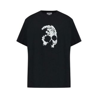 Alexander McQueen T-Shirts, male, Black, XL, Lace Skull T-shirt