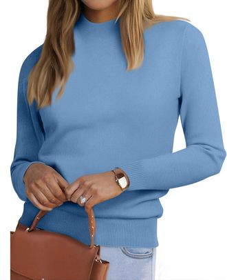 Generic Jumpers for Women UK, Womens Turtleneck Sweater Elegant Long Sleeve Fall Winter Warm Knitted Jumper Roll Neck Pullover Tops Casual Loose Sweatshirts,B