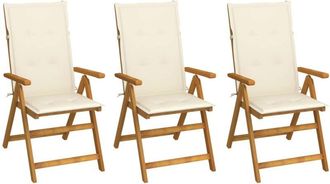 vidaXL Vidaxl - Sillas De Jard&iacute;n Plegables 3 Uds Y Cojines Madera Maciza Acacia