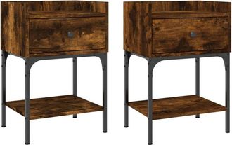 vidaXL Vidaxl - Mesita noche 2 uds madera ingeniería roble ahumado 40,5x31x60cm