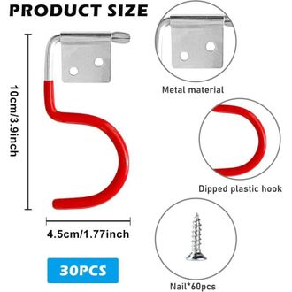 OEM Juego De 30 Ganchos Met&aacute;licos De Pared - Soporte Universal Antideslizante Para Herramientas, Palas Y Escobas