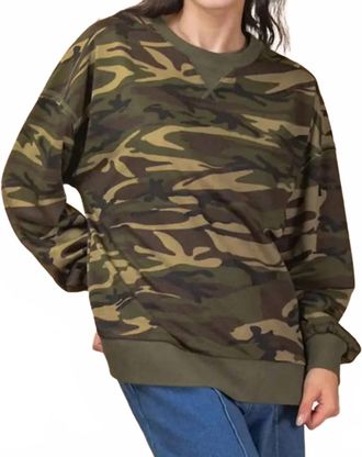 Very J Printed Knit Casual Top In Camo