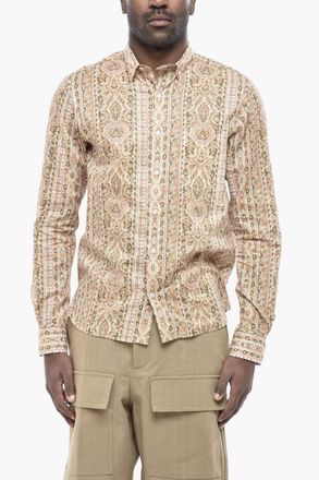 Valentino Camicia Button Down in Cotone a Motivo Anthemion Valentino