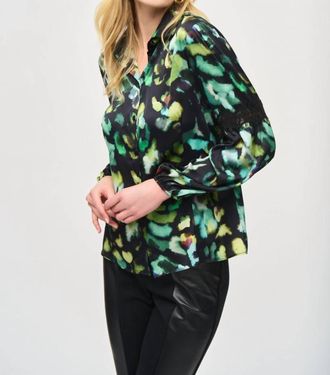 Joseph Ribkoff Abstract Print Button-Down Blouse In Black Multi