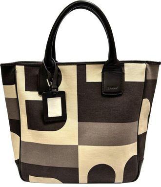Bally Brown Canvas Leather Tote Bag (Pre-Owned)