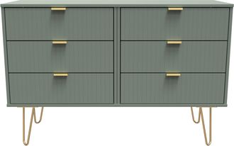 Welcome Furniture Breda Ready Assembled 6 Drawer Wide Chest in Reed Green - Welcome Furniture | TJ Hughes