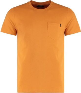 Moorer Katoenen T-shirt met voorzak - Heren - T-shirts - Oranje - XL - Katoen - Tops