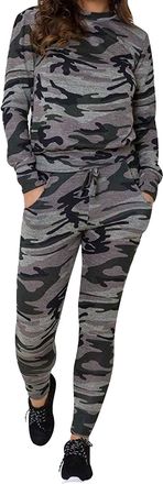 ZEE FASHION New Ladies Women Army Camouflage Print 2 Piece Tracksuit Lounge Suit Plus Size UK 8-26