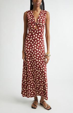 Johanna Ortiz Horizonte Mistico Reversible Print Jersey Maxi Dress in Cherry /Ecru at Nordstrom, Size 10