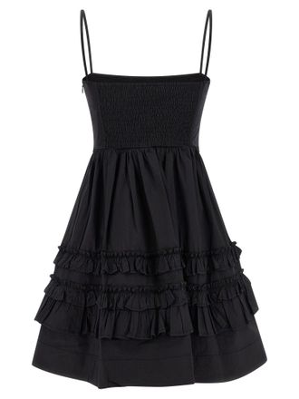 Ganni Organic Cotton Frill Dress - Black