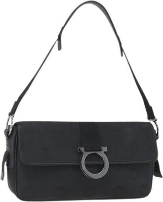 Ferragamo Pre-owned Shoulder Bags, female, Black, Size: ONE SIZE Pre-owned Canvas Shoulder Bag