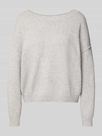 Review Strickpullover mit tiefem U-Boot Ausschnitt in Hellgrau Melange, Gr&ouml;&szlig;e M