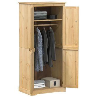 Berkfield Home Wardrobe Corona 76x50x170 cm Solid Wood Pine in Brown | Size: 76 x 50 x 170 cm