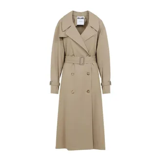アウターその他 MOSCHINO COUTURE Woman Trench coat Beige 06050514 3081 MOSCHINO Cotton Blend Gabardine Long Trench Coat Moschino