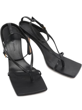 Bottega Veneta square-toe leather heeled sandals - Black