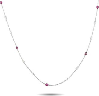 Luxury Bazaar Platinum 5.0 ct Diamond and 5.8 ct Ruby Long Necklace MF44-122325