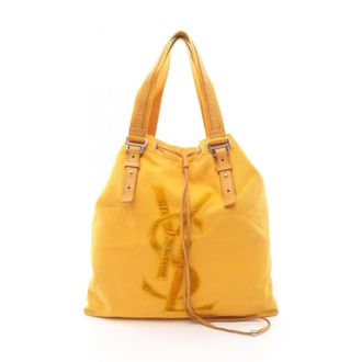 Saint Laurent Yellow Canvas Leather Handbag Tote Bag (Pre-Owned)