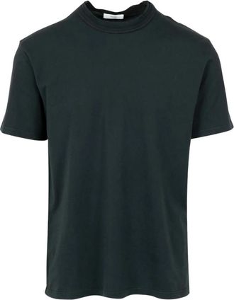 Mauro Grifoni Tops, Heren, Blauw, M, Katoen, T-shirt met drievoudige zoom