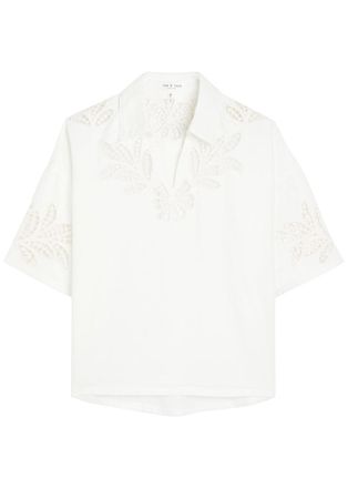 Rag & Bone Rag & Bone Lucy Floral Cut-out Denim top - White - S (UK8-10 / S)
