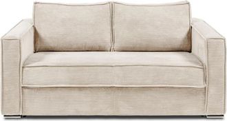 VENTE-UNIQUE.COM Sof&aacute; cama terciopelo 3 plazas beige 195x223cm