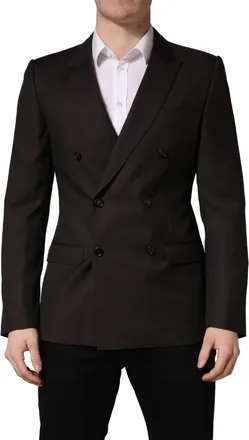 Dolce & Gabbana Dark Violet Wool Double Breasted Suit Mens Jacket