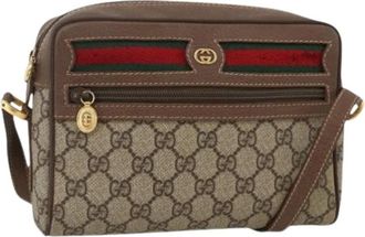 Gucci Pre-owned Cross Body Bags, female, Beige, Size: ONE SIZE Pre-owned Vintage GG Canvas Shoulder Bag