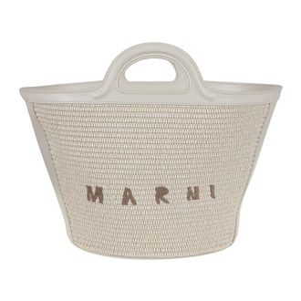Marni Tassen, Dames, Wit, ONE Size, Katoen, Woven Tote Bag