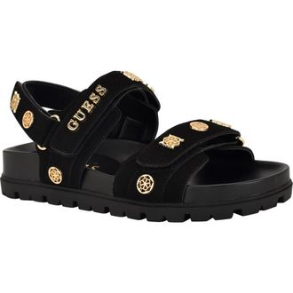 Guess Florizi Studded Quarter Strap Sandal in Black at Nordstrom, Size 7.5