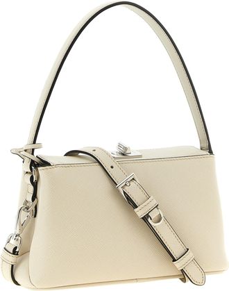 Prada Midi Saffiano Leather Shoulder Bag - Ivory