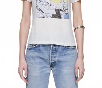 Re/Done Love You To The Moon Classic Tee In Vintage White