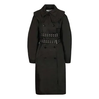 Ganni Trench Coats, female, Black, Size: XS Trench Coat