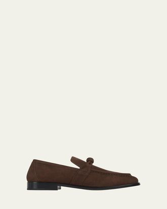 Bottega Veneta Mens Astaire Suede Knot Loafers