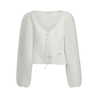 Guess Dames, Blouses & Shirts, Wit, Maat: XS Linnen