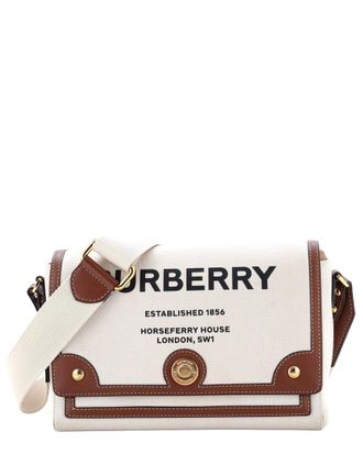 Burberry Beige Canvas & Leather Note Crossbody Medium (Authentic Pre-Loved)
