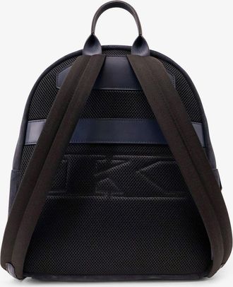 Kiton Mens Suede Backpack With Engraved Logo Blue Backpacks