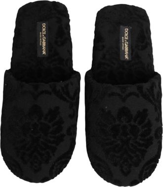 Dolce & Gabbana Logo-Embroidered Fabric Slipper - Black