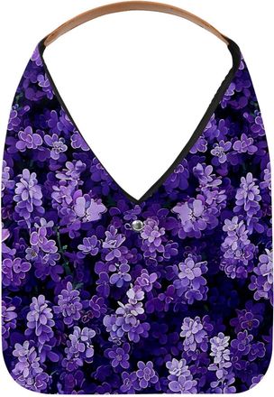 Generic Purple Lavender Flower Reusable Lightweight Grocery Bags - Foldable Into Compact Pouch, Washable & Sturdy, Multipurpose for Shopping and Travel