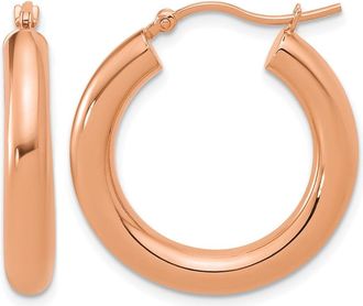 Diamond2Deal 14K Gold Polished Lightweight Round Shape Hoop Earrings