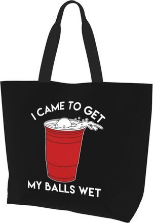 AOOEDM I Came To Get My Balls Wet Ladies Canvas Tote Reusable Shopping Bag