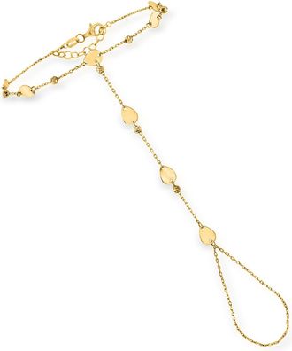 RS Pure Ross-Simons 14kt Yellow Gold Disc Station Hand Chain Bracelet