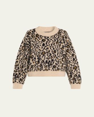 Nili Lotan Zamira Leopard Cashmere Crewneck Sweater