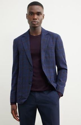 Nordstrom Villa Plaid Knit Wool Blend Sport Coat in Navy Villa Plaid at Nordstrom Rack, Size Medium
